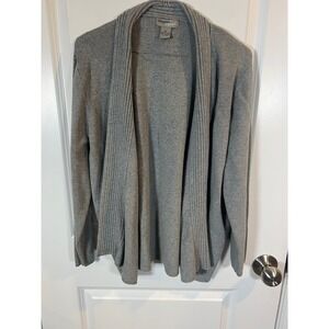 Designers Originals Womens Cardigan 100% Cotton Ribbed Trim‎ Gray XL